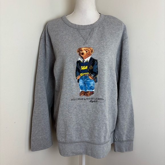 Polo Ralph Lauren Bear Print Stretch Cotton Sweatshirt Size XL - Picture 2 of 12